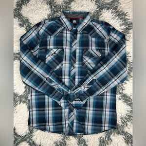Rock & Republic Men's Blue Black White Long Sleeve Button Down Shirt Size Large